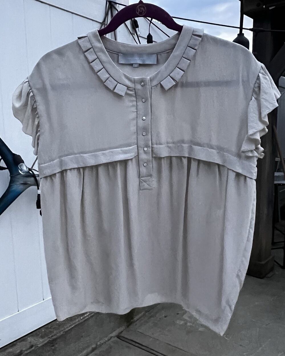 Alexander Wang Short Sleeve 100% Silk Blouse Lt Gray Size 10 Early Collection